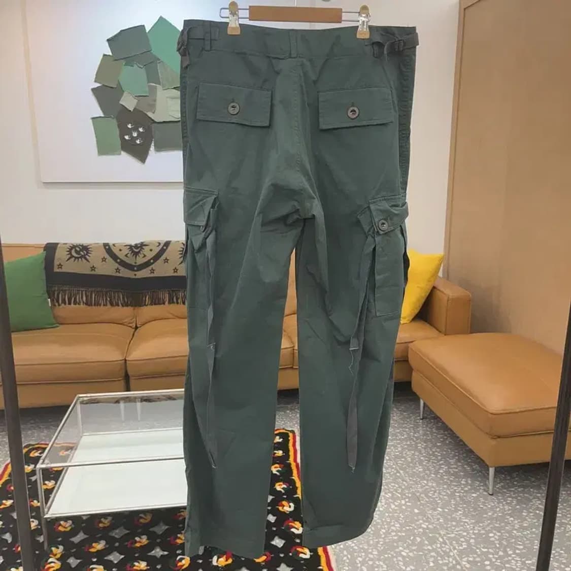 빈티지 스트릿 힙합 올리브 그린 스트랩 카고팬츠 M C06754 상품이미지4