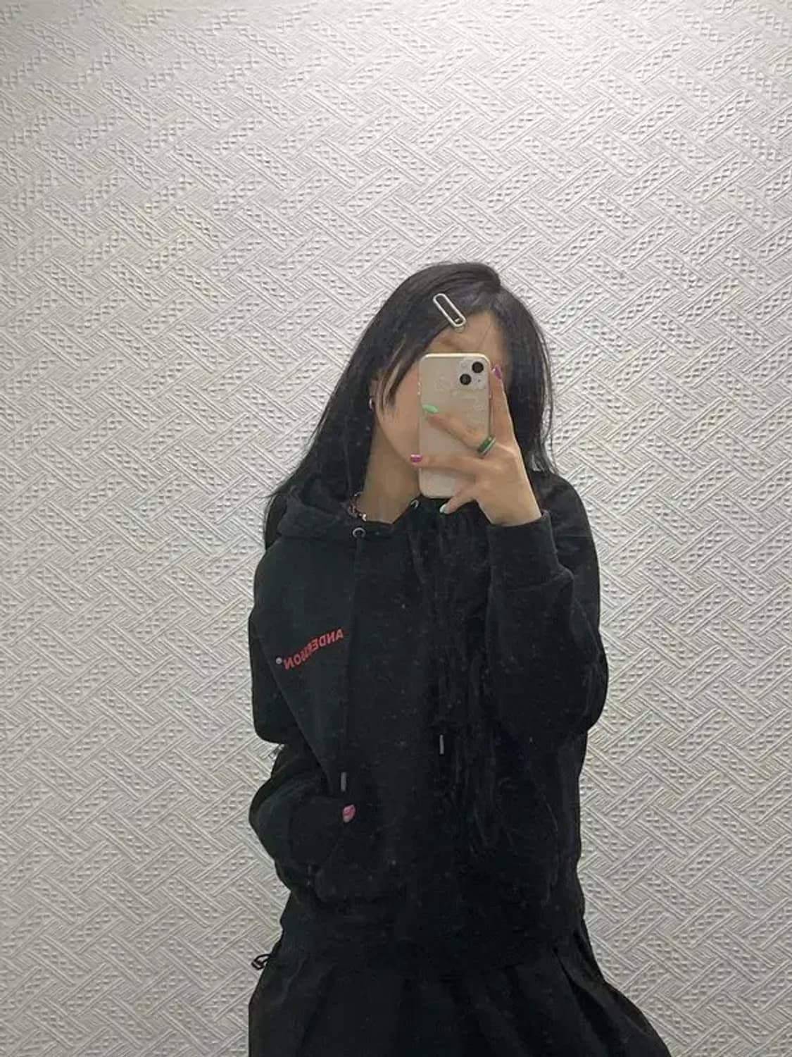 앤더슨벨 캐주얼 오버핏 지퍼 디테일 기모 후드티 S C06730 상품이미지1