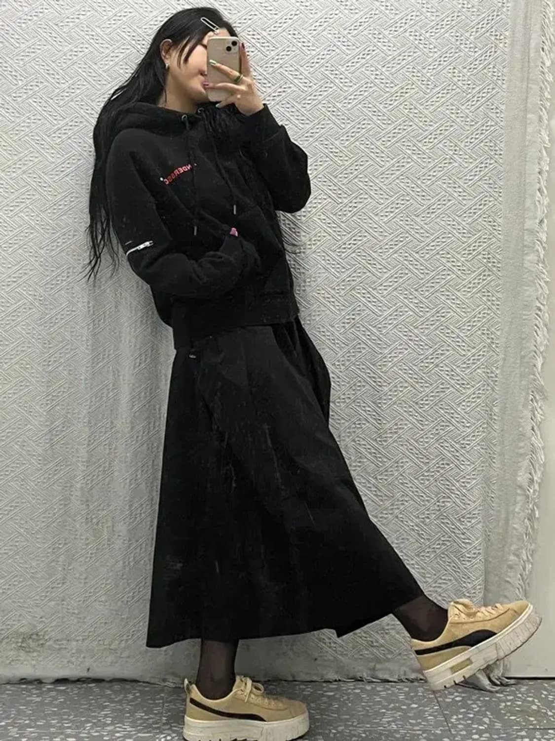 앤더슨벨 캐주얼 오버핏 지퍼 디테일 기모 후드티 S C06730 상품이미지2