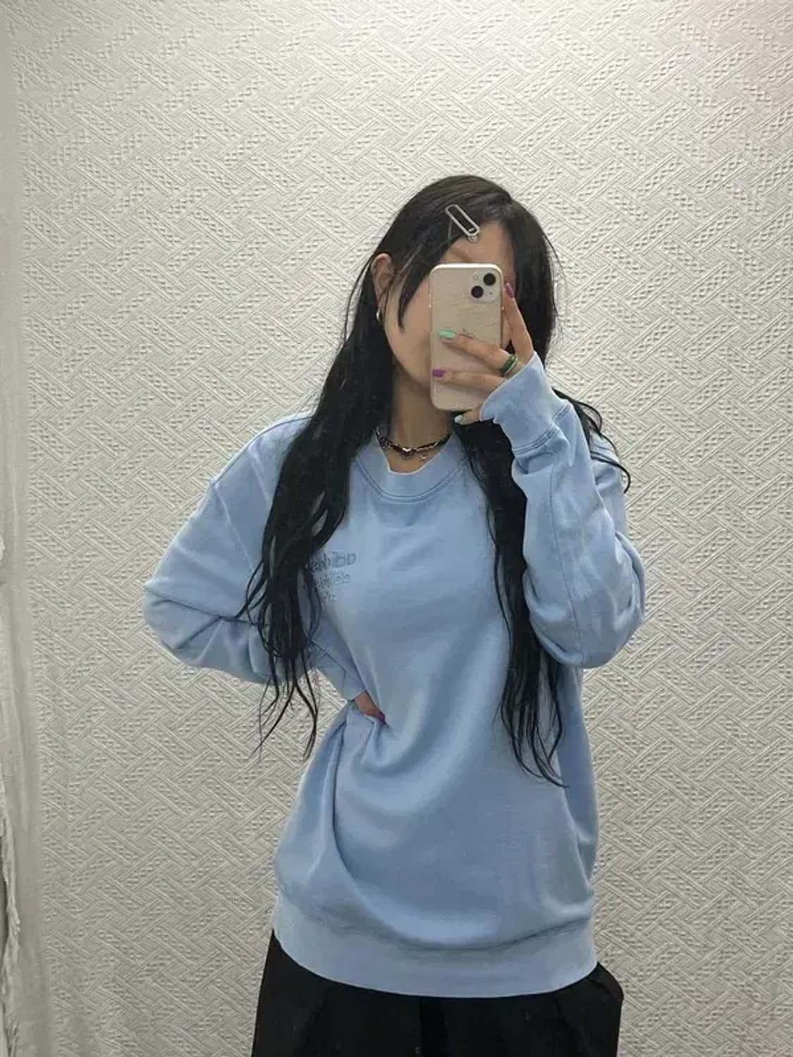 아디다스 트리플 로고 여리 파스텔블루 맨투맨 스웻셔츠 XL C06743 상품이미지1