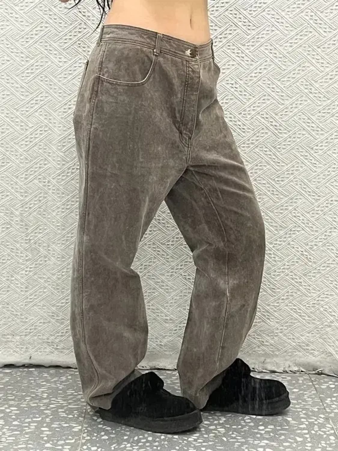 빈티지 올드스쿨 베이직 워싱 와이드 코튼팬츠 35인치 C06752 상품이미지1