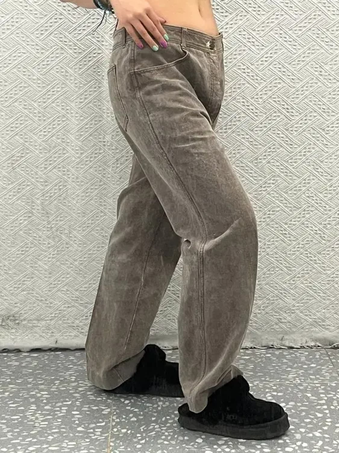 빈티지 올드스쿨 베이직 워싱 와이드 코튼팬츠 35인치 C06752 상품이미지2