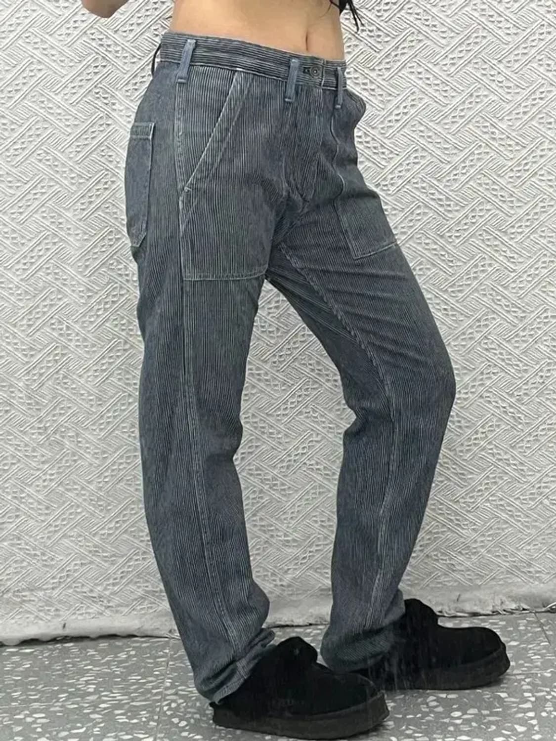 빈티지 빅포켓 유니크 스트라이프 면바지 M C06756 상품이미지2