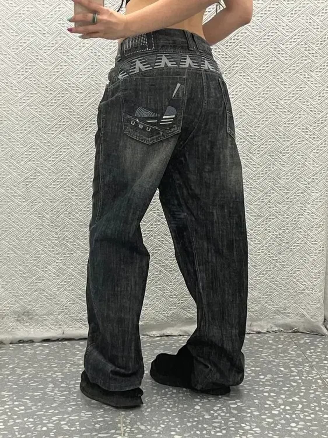 푸부 FUBU 올드스쿨 에스닉 패턴 데님팬츠 36인치 C06757 상품이미지1