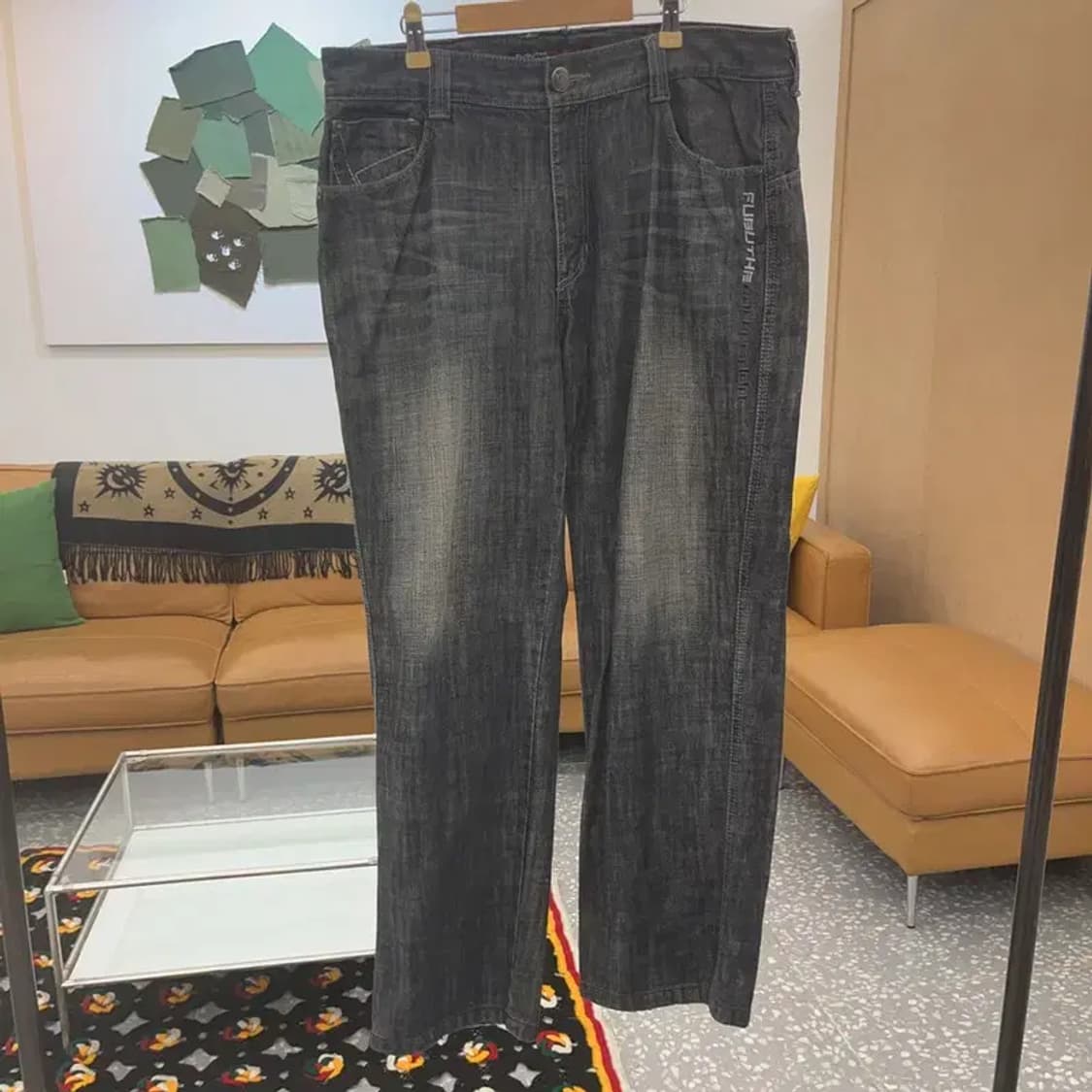 푸부 FUBU 올드스쿨 에스닉 패턴 데님팬츠 36인치 C06757 상품이미지3