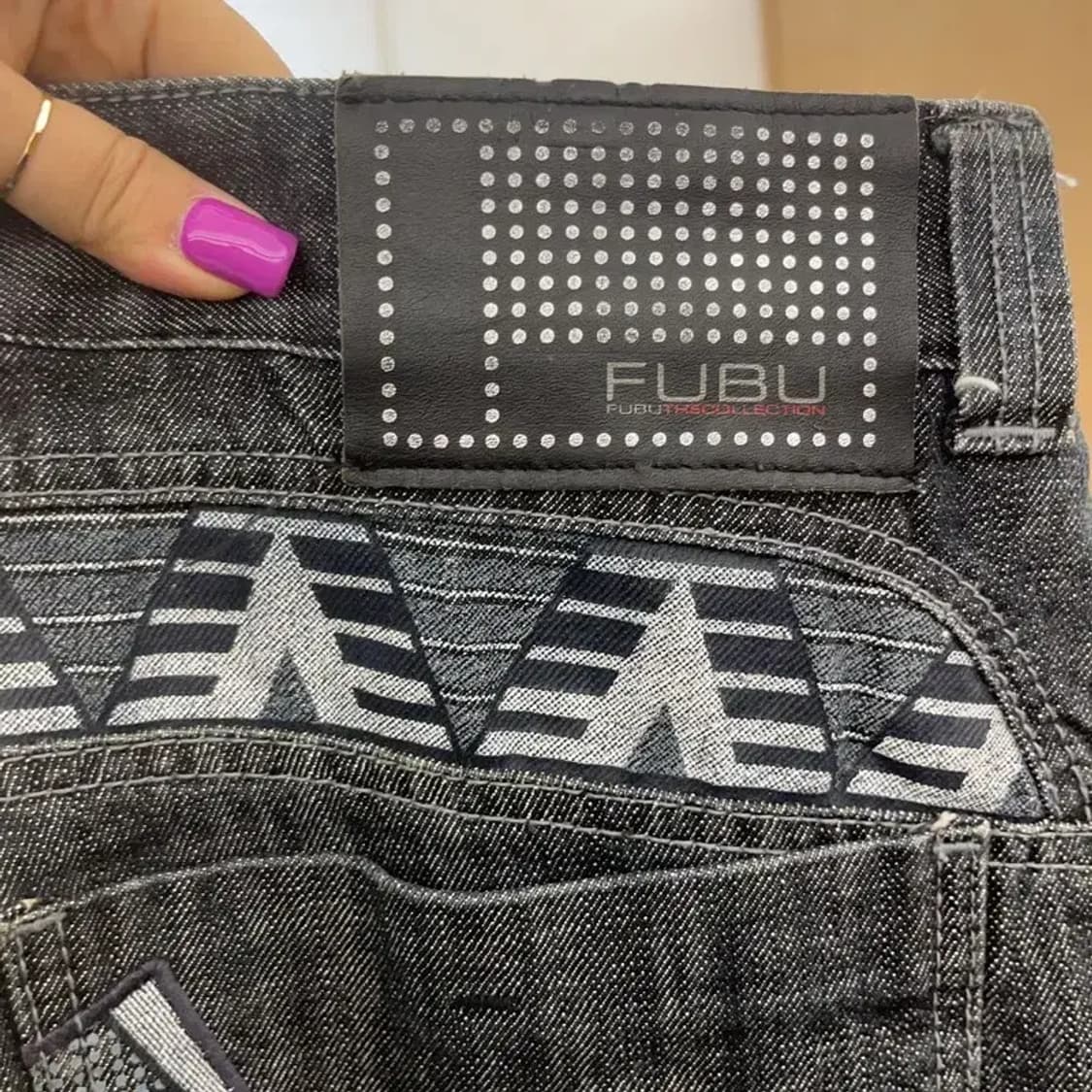 푸부 FUBU 올드스쿨 에스닉 패턴 데님팬츠 36인치 C06757 상품이미지5