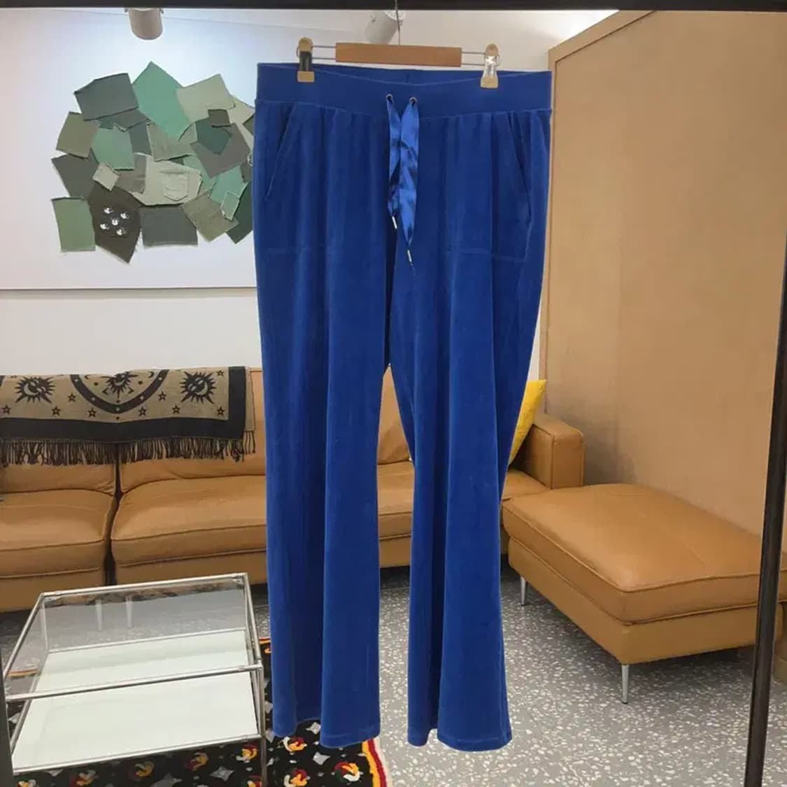 쥬시 꾸뛰르 Y2K 벨벳 코발트 블루 트레이닝 팬츠 M C06795 상품이미지3