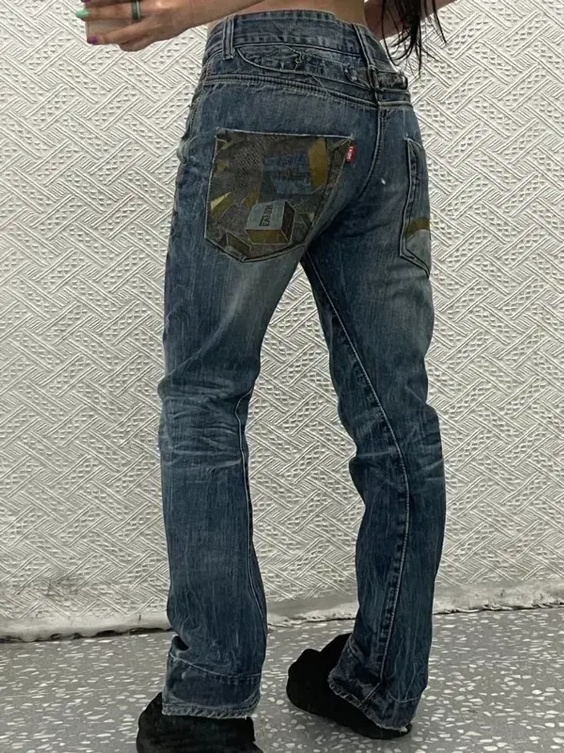 에비수 올드스쿨 레트로 포켓 프린팅 데님팬츠 32인치 C06792 상품이미지1