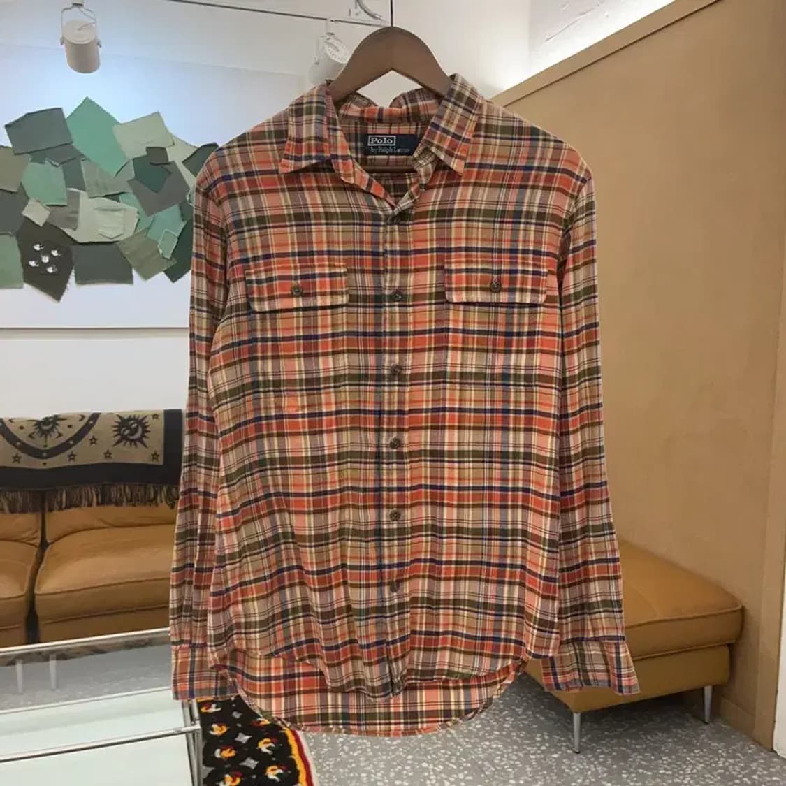 폴로 랄프로렌 레트로 파머룩 엘보패치 체크 셔츠 M C06766 상품이미지3