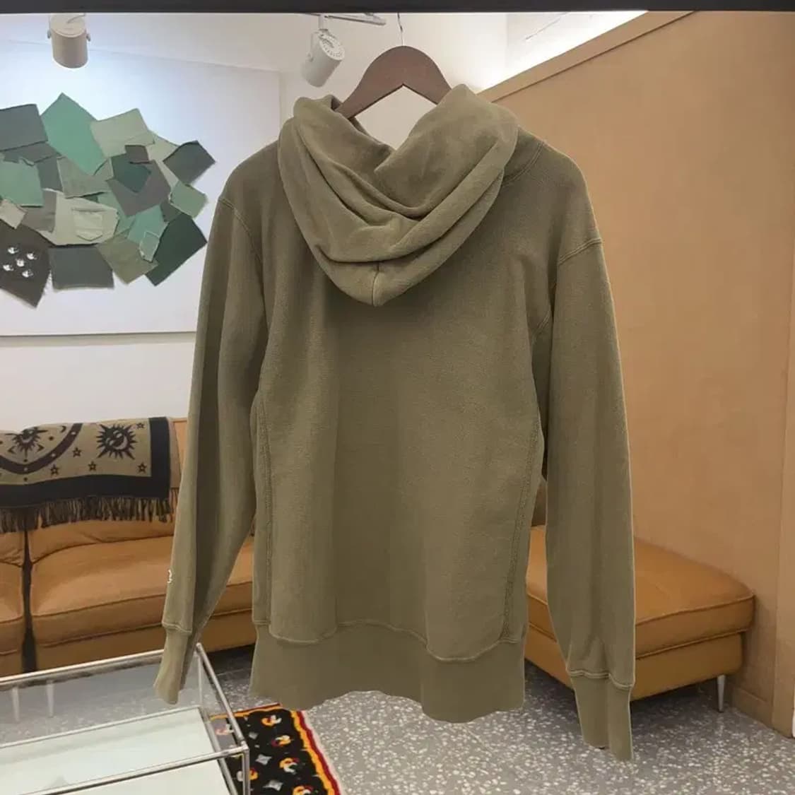 챔피언 리버스위브 올리브 카키 말차 후드티 L C06802 상품이미지4