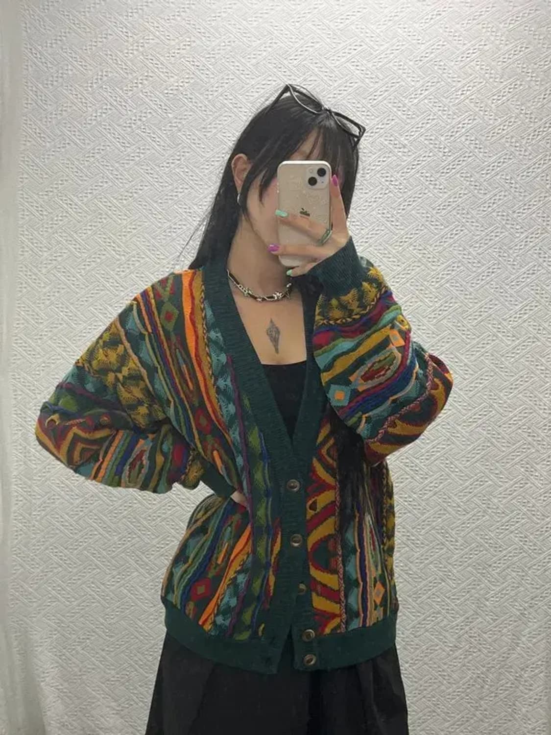 게오쿠 보헤미안 에스닉 패턴 메리노울 니트 가디건 S C06803 상품이미지2