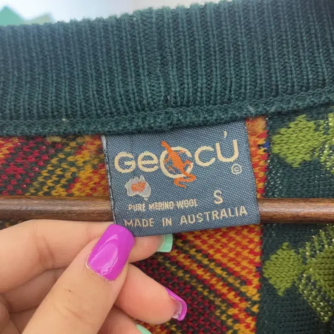 게오쿠 보헤미안 에스닉 패턴 메리노울 니트 가디건 S C06803 상품이미지5