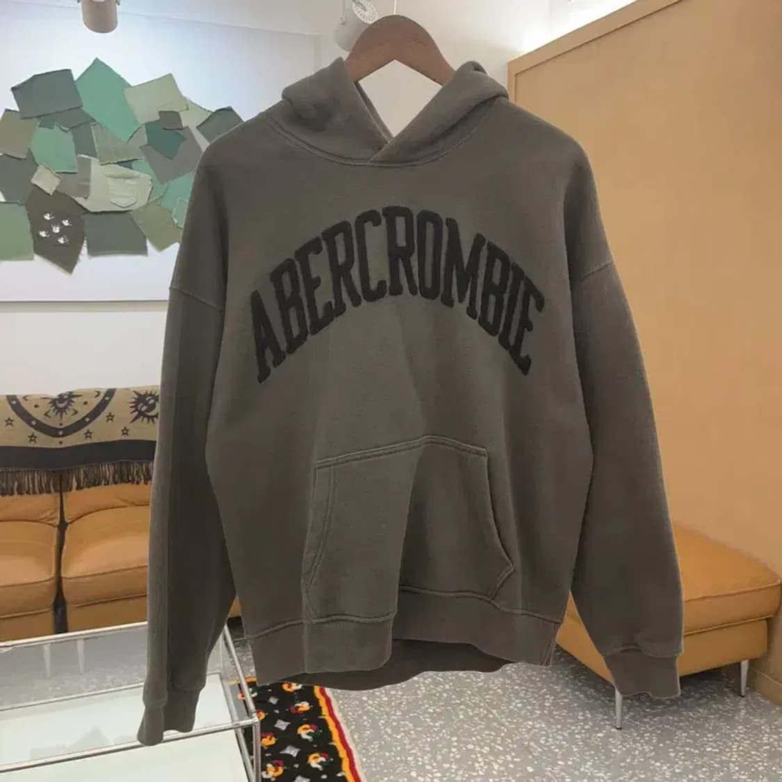 아베크롬비 올드스쿨 로고플레이 오버핏 기모 후드티 S C06806 상품이미지3