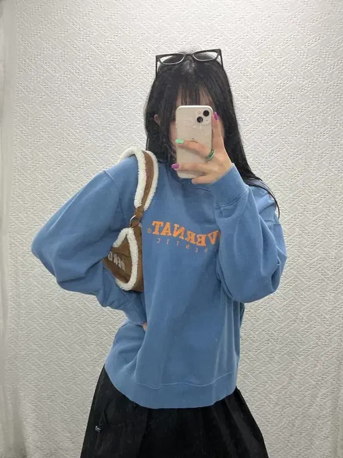 커버낫 올드스쿨 레트로 어센틱 로고 오렌지블루 맨투맨 L C06822 상품이미지1