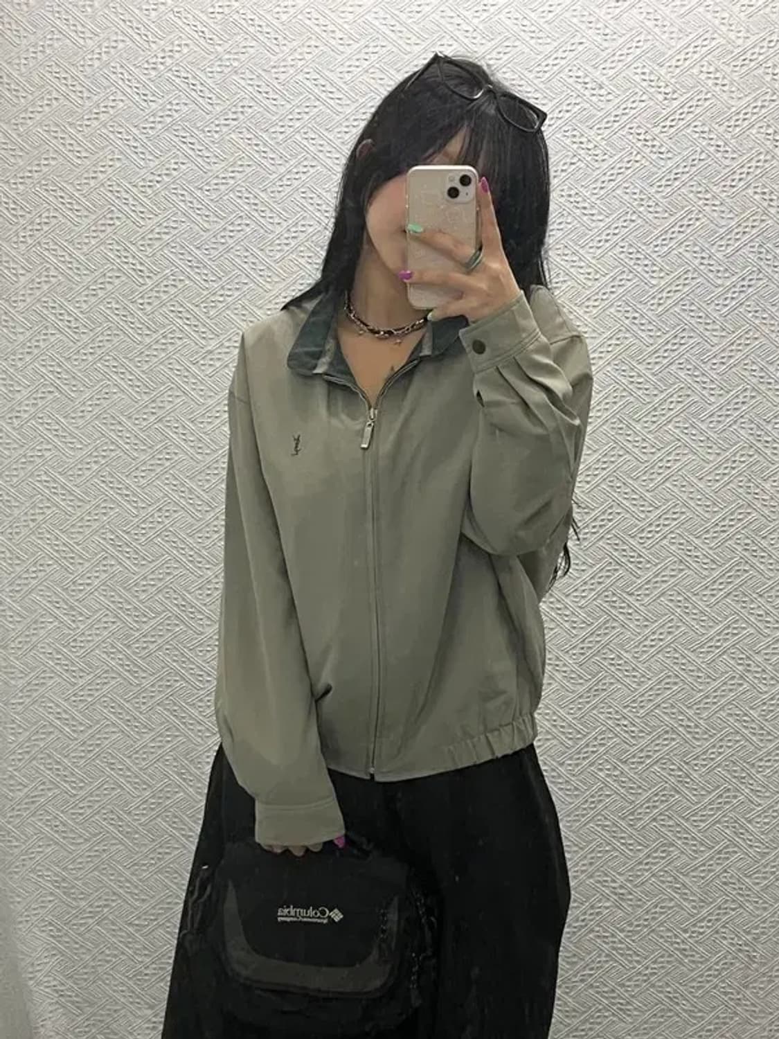 입생로랑 빈티지 90's  폴리쉘 블루종 자켓100 C06813 상품이미지2