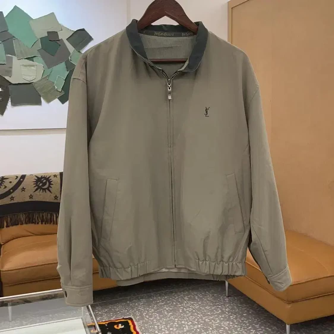 입생로랑 빈티지 90's  폴리쉘 블루종 자켓100 C06813 상품이미지3