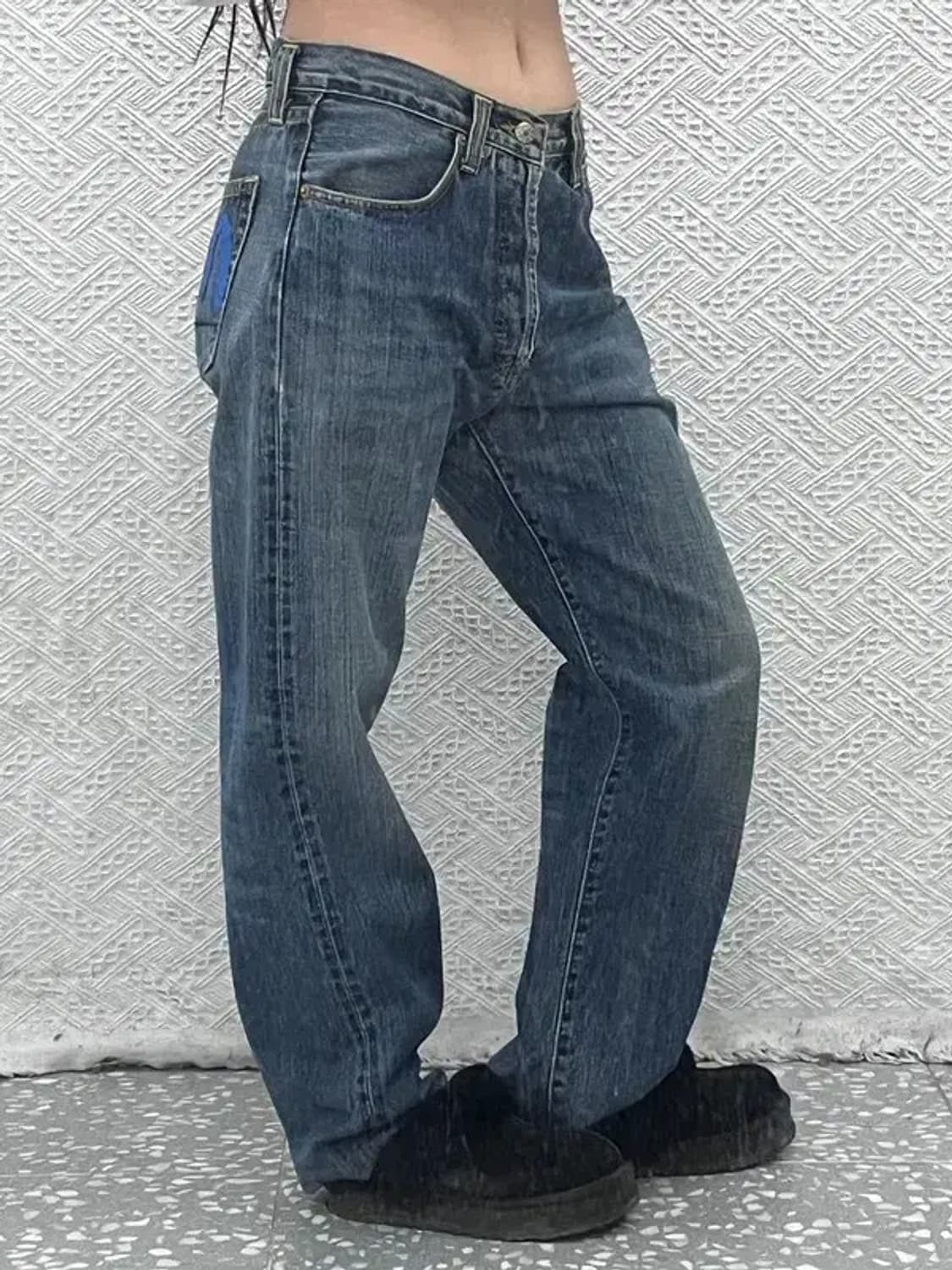 에비수 빈티지 레트로 포켓프린팅 데님팬츠 32인치C06869 상품이미지2