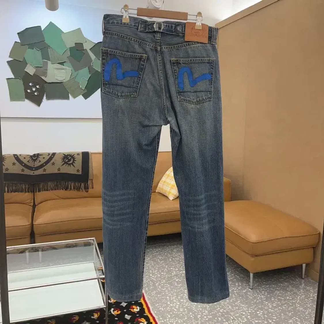 에비수 빈티지 레트로 포켓프린팅 데님팬츠 32인치C06869 상품이미지4