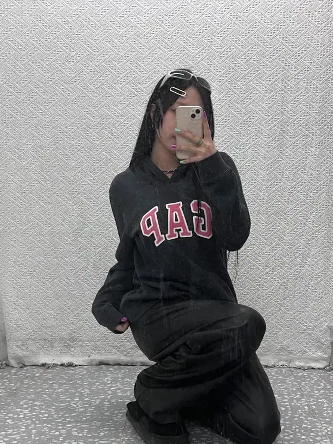 갭 올드스쿨 자수로고 빈티지무드 약기모 후드티 L C06843 상품이미지1