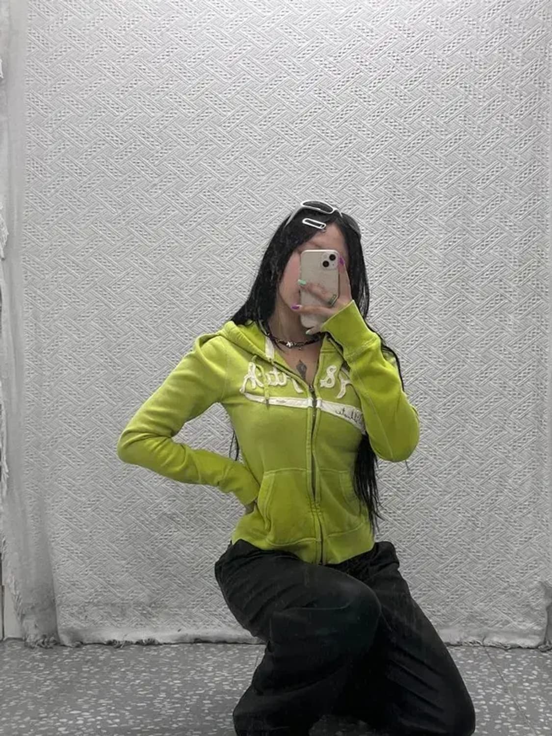 아베크롬비 Y2K 라임그린 기모 후드집업 L C06853 상품이미지2