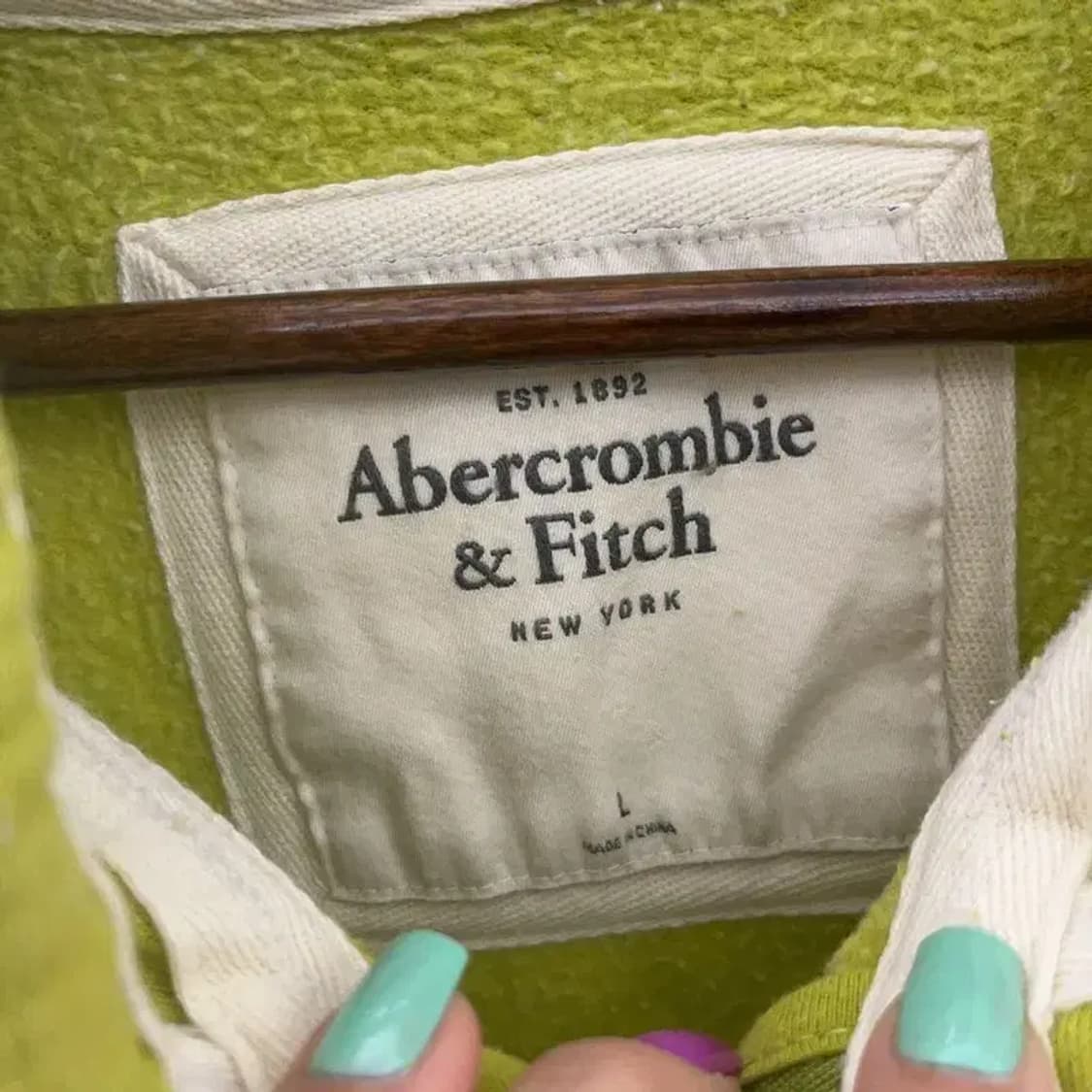 아베크롬비 Y2K 라임그린 기모 후드집업 L C06853 상품이미지5