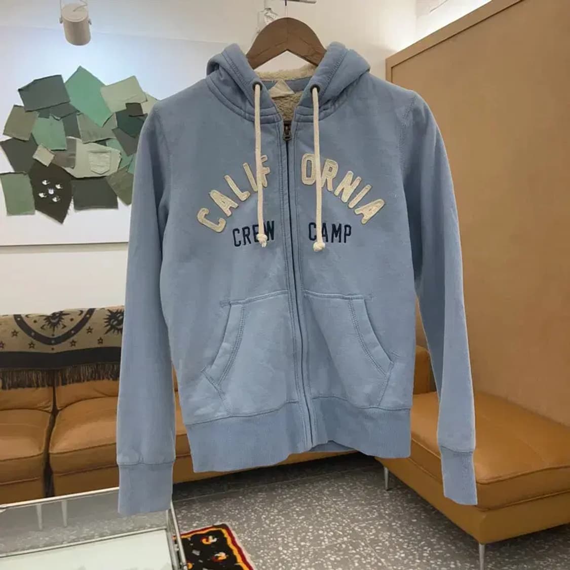 후아유 Y2K 여리 파스텔 블루 폭닥 양털 후드집업 S C06859 상품이미지3