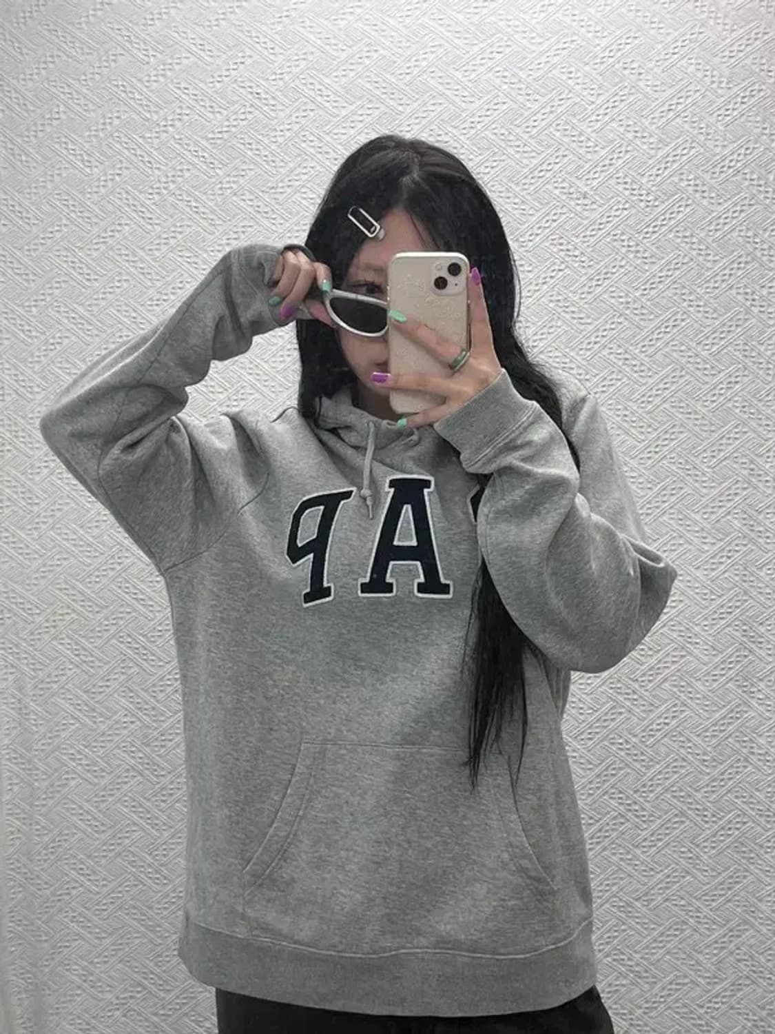 갭 올드스쿨 자수패치 로고플레이 기모 후드티 L C06846 상품이미지1