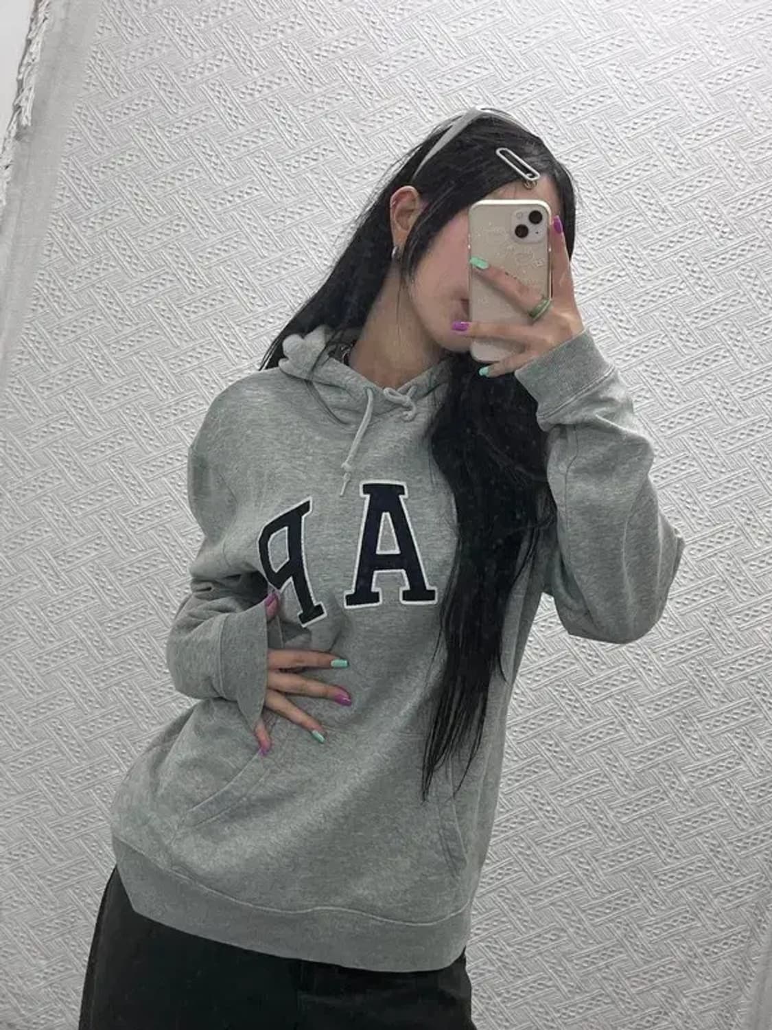 갭 올드스쿨 자수패치 로고플레이 기모 후드티 L C06846 상품이미지2