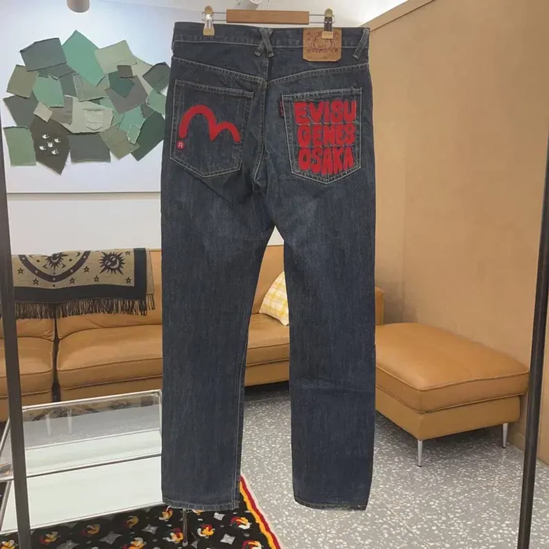 에비수 올드스쿨 키치 포켓 프린팅 데님 팬츠 32인치 C06874 상품이미지3