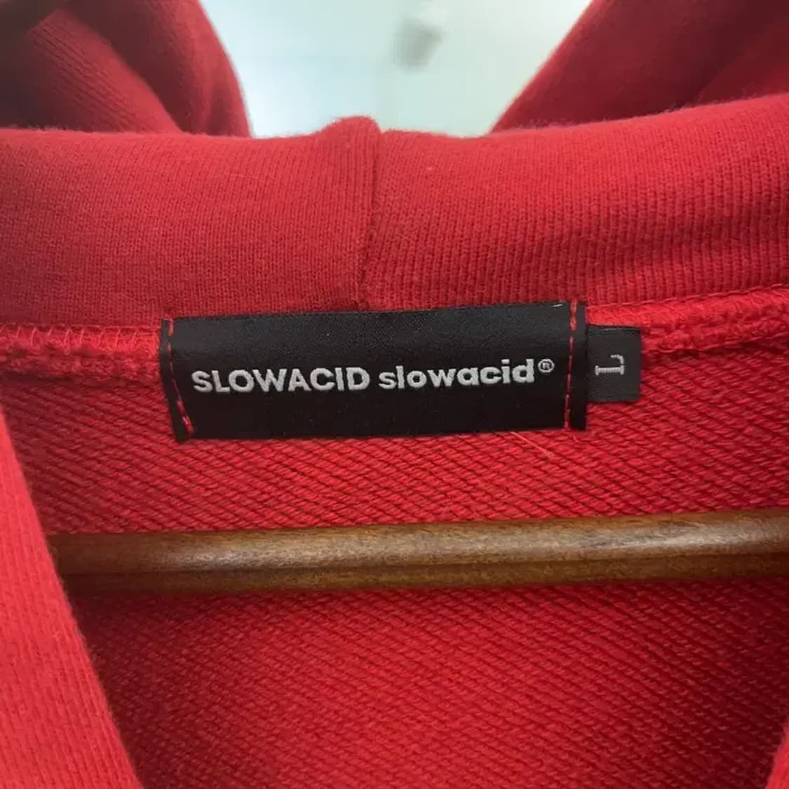 슬로우애시드 레트로 오버핏 비비드 레드 후드티 L C06898 상품이미지5
