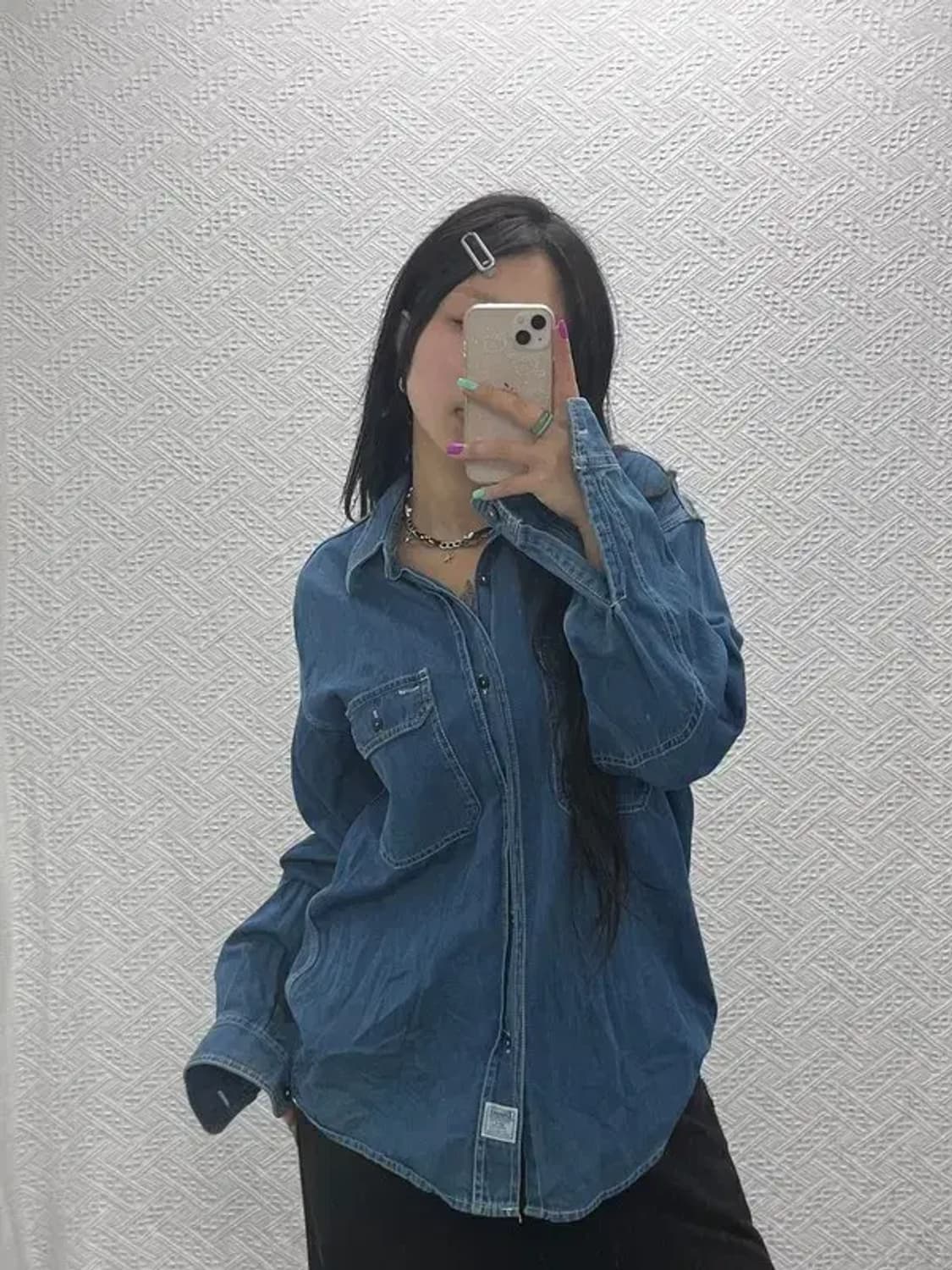 디젤 90s 올드스쿨 빈티지 트러커 데님 셔츠 M C06892 상품이미지1