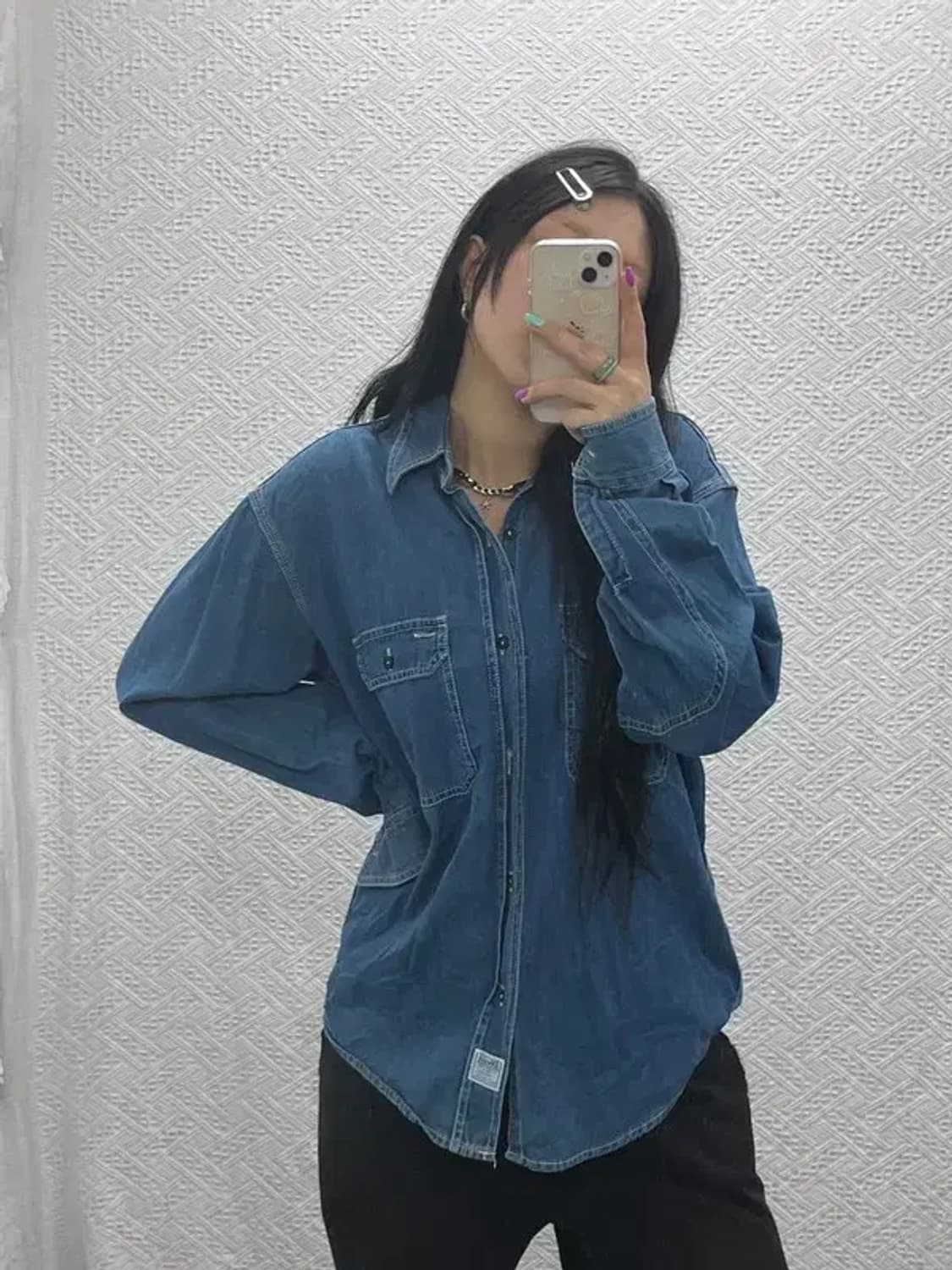 디젤 90s 올드스쿨 빈티지 트러커 데님 셔츠 M C06892 상품이미지2