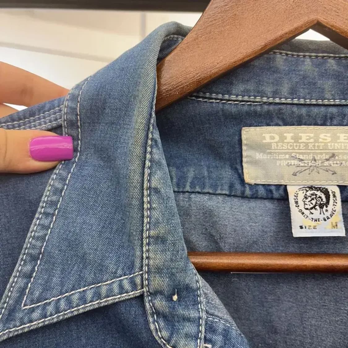 디젤 90s 올드스쿨 빈티지 트러커 데님 셔츠 M C06892 상품이미지8