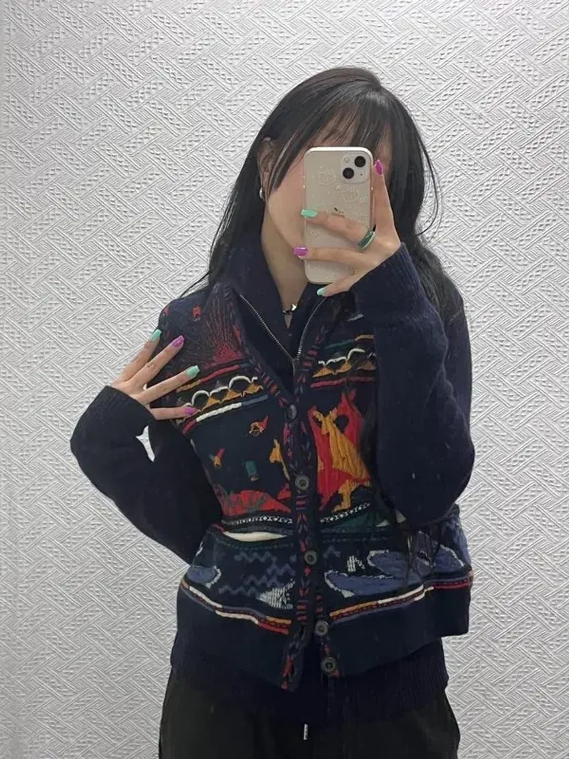 MEEROO 오스트레일리아 인디언 패턴 울 니트 조끼 XL C06904 상품이미지1