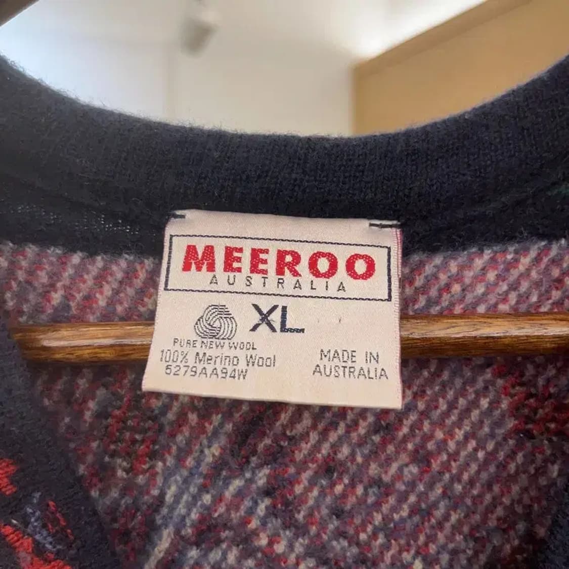 MEEROO 오스트레일리아 인디언 패턴 울 니트 조끼 XL C06904 상품이미지5