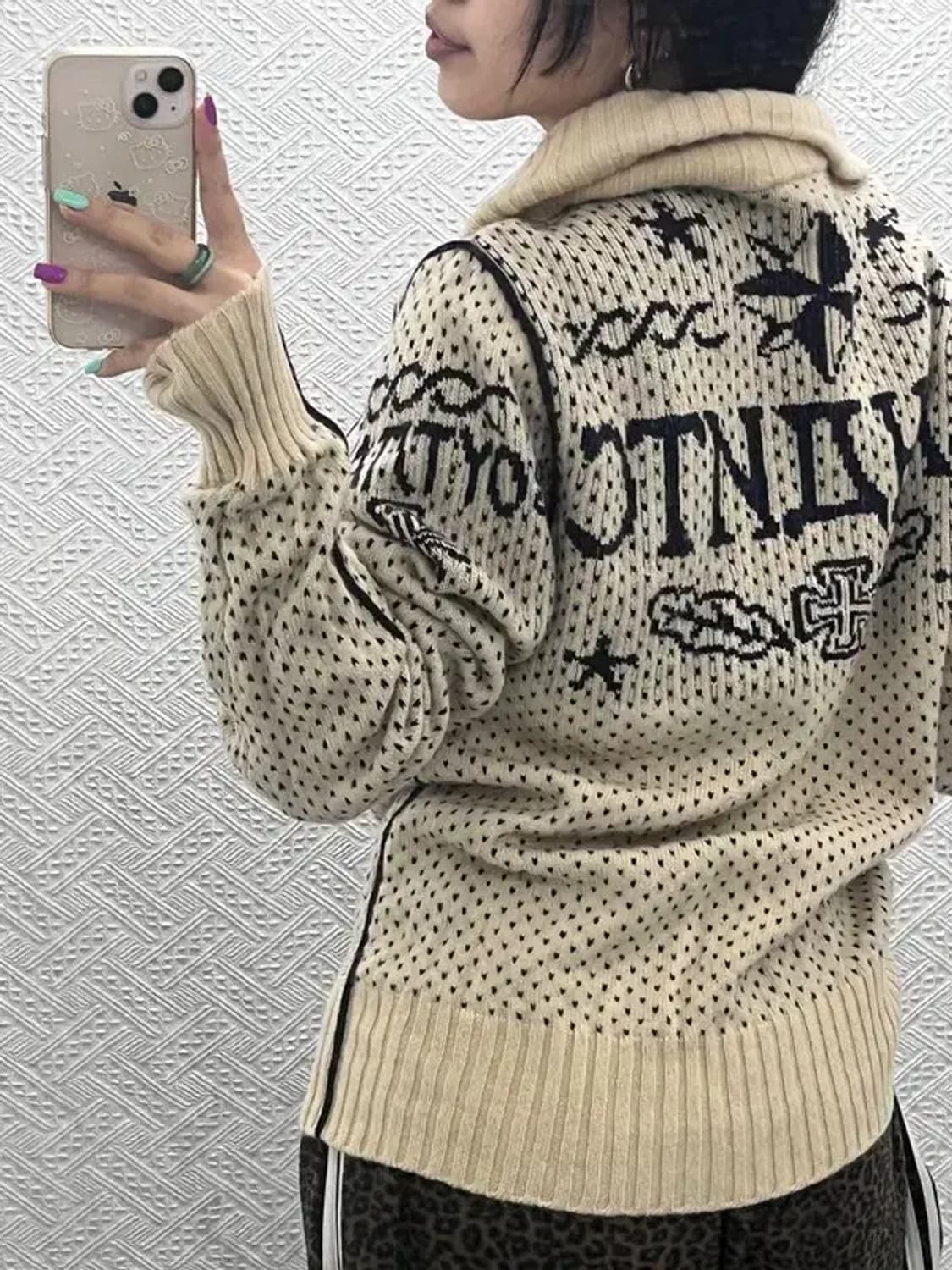 디젤 올드스쿨 빈티지 레터링 울 가디건 XL C06918 상품이미지1