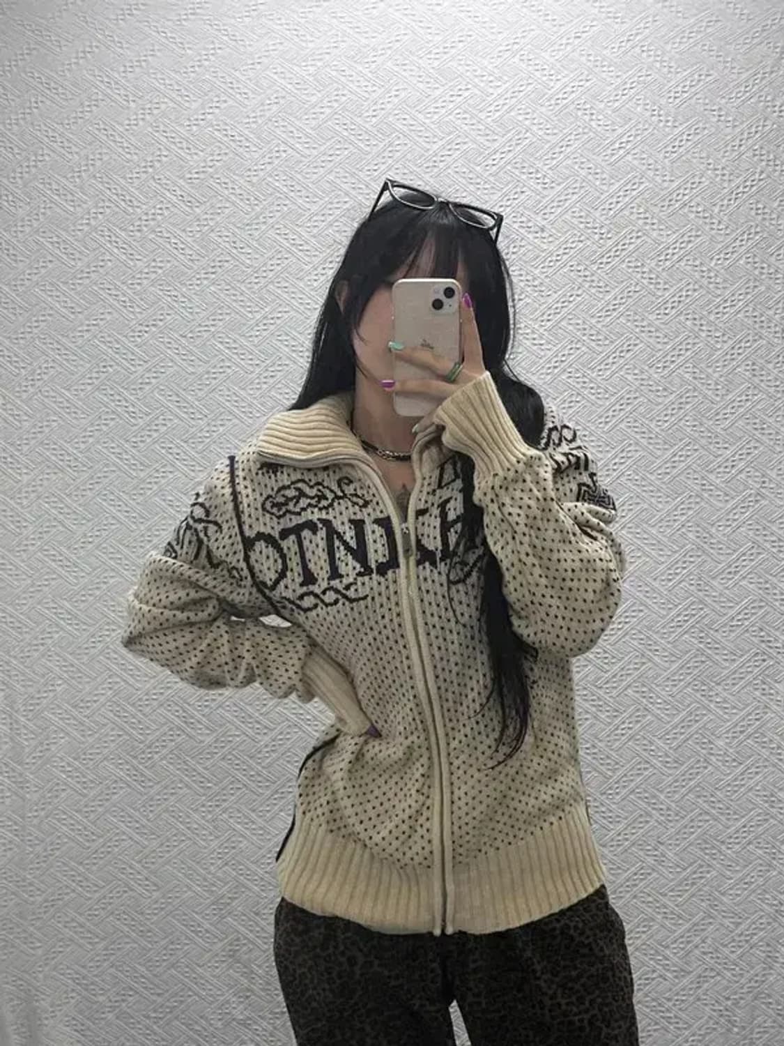 디젤 올드스쿨 빈티지 레터링 울 가디건 XL C06918 상품이미지2