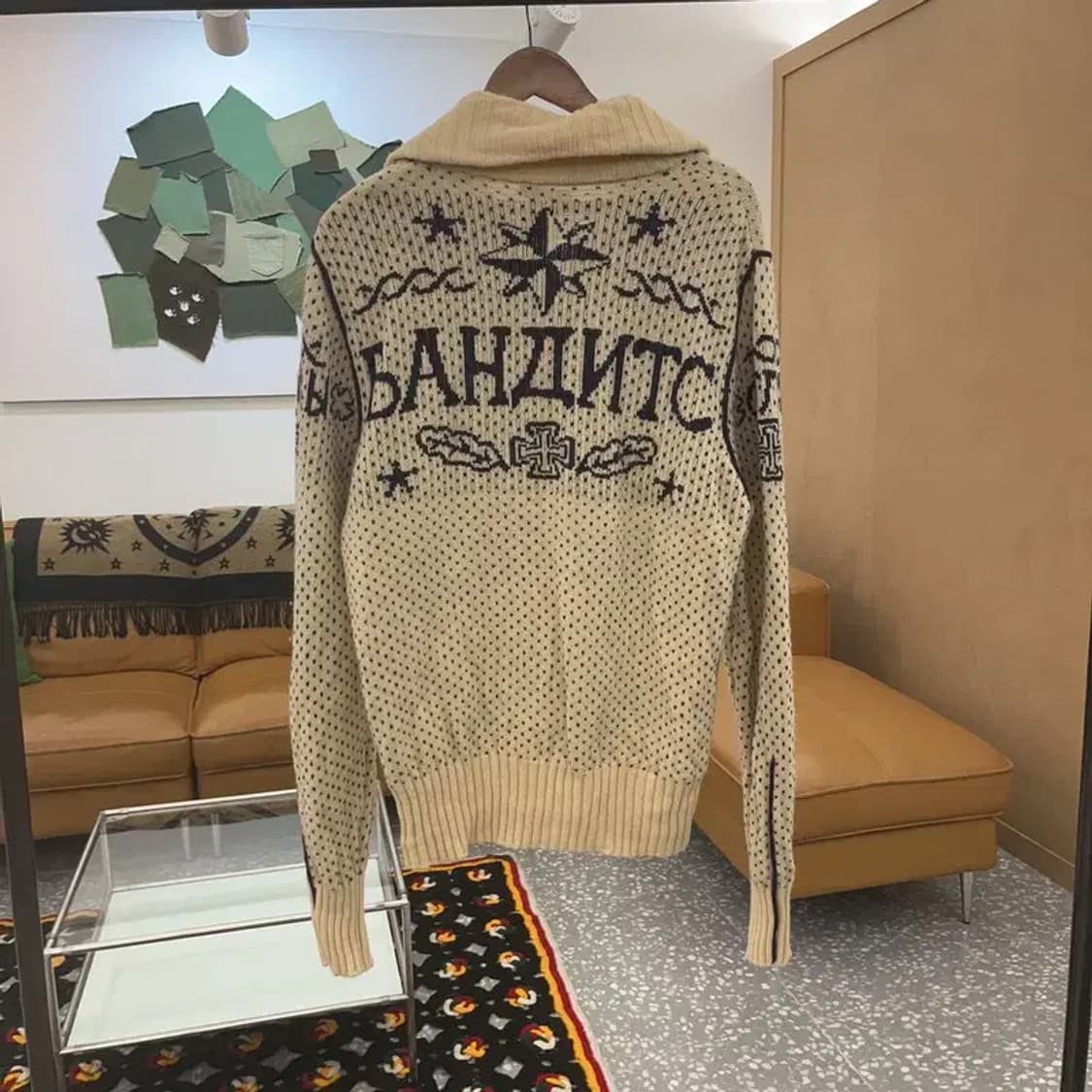 디젤 올드스쿨 빈티지 레터링 울 가디건 XL C06918 상품이미지4