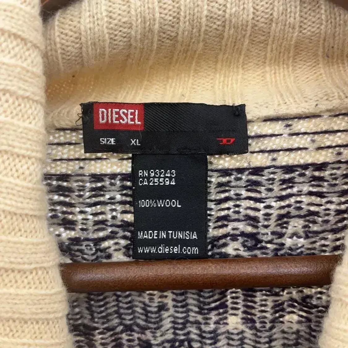 디젤 올드스쿨 빈티지 레터링 울 가디건 XL C06918 상품이미지5