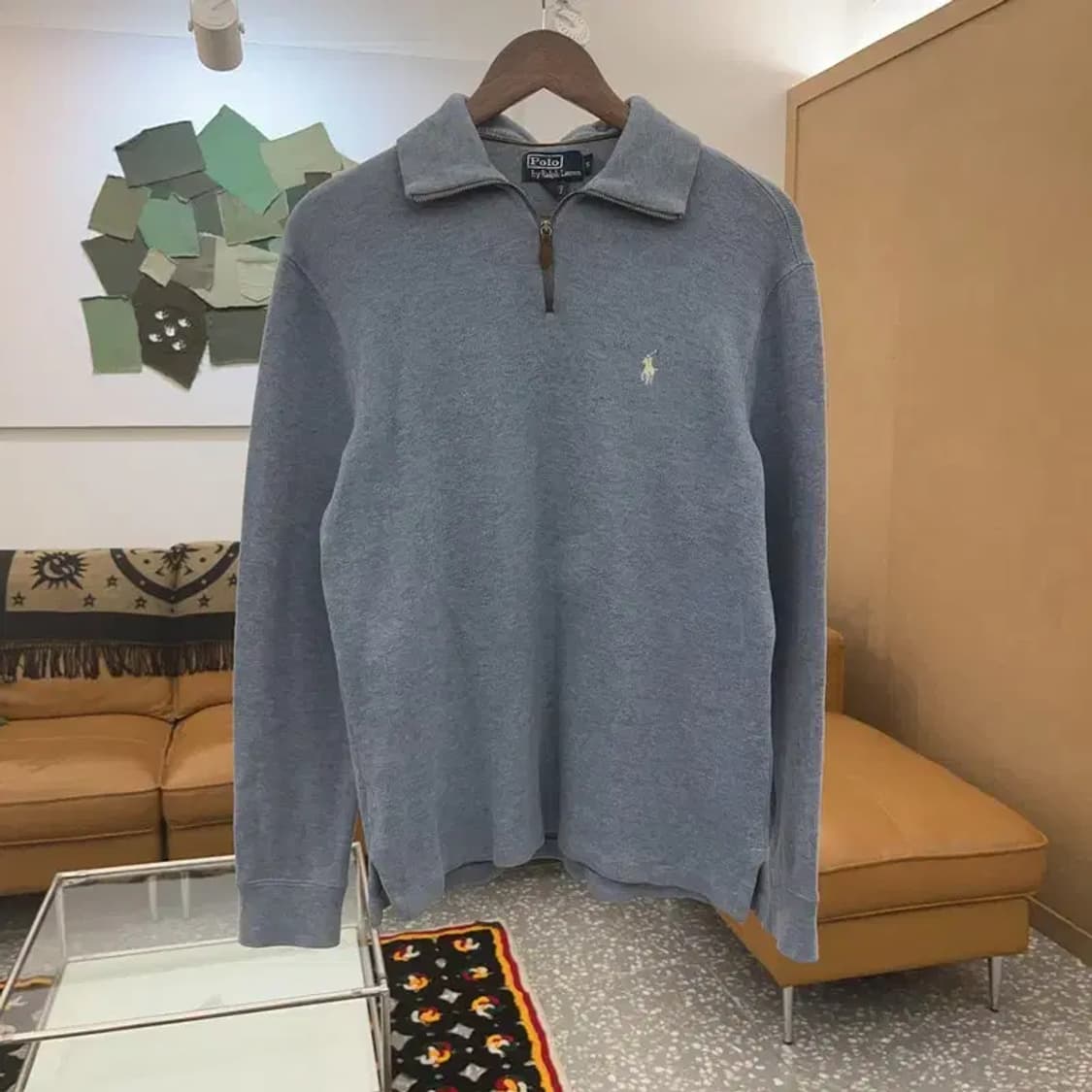 폴로 랄프로렌 폭닥 여리 파스텔 블루 니트 반집업 S C06919 상품이미지3