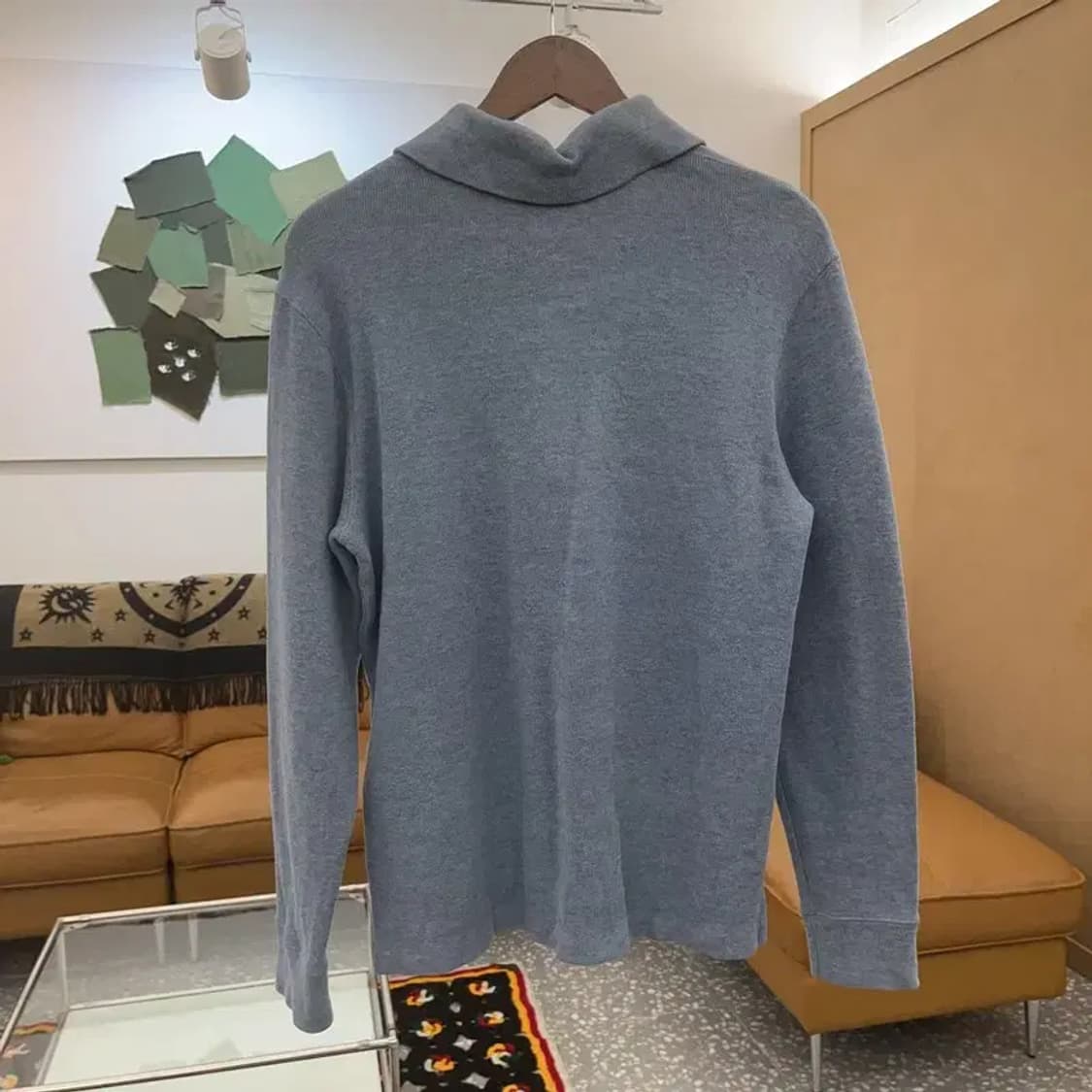 폴로 랄프로렌 폭닥 여리 파스텔 블루 니트 반집업 S C06919 상품이미지4