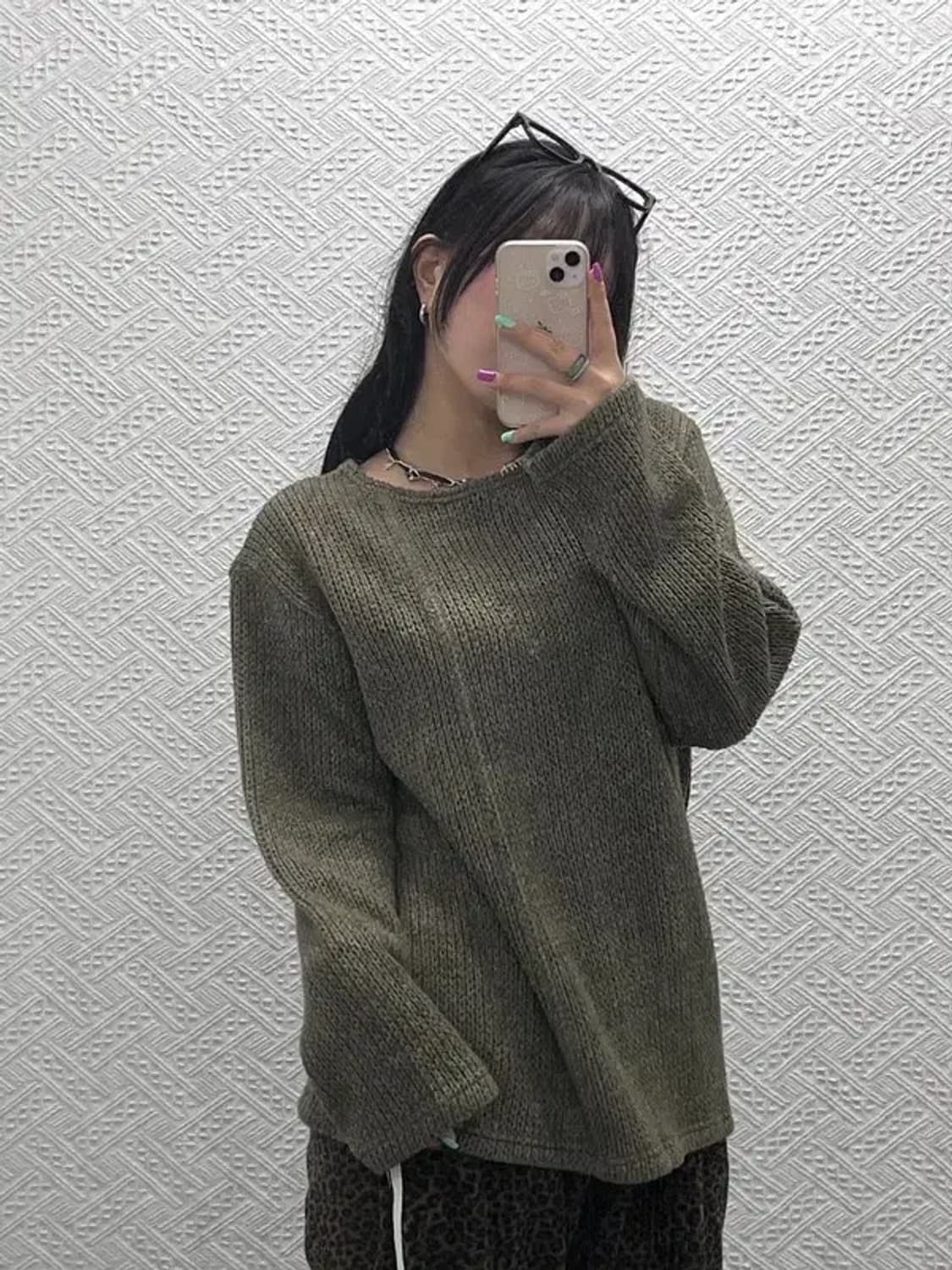 앤더슨벨 유니크 배색 콘트라스트 보트넥 니트 S C06939 상품이미지2