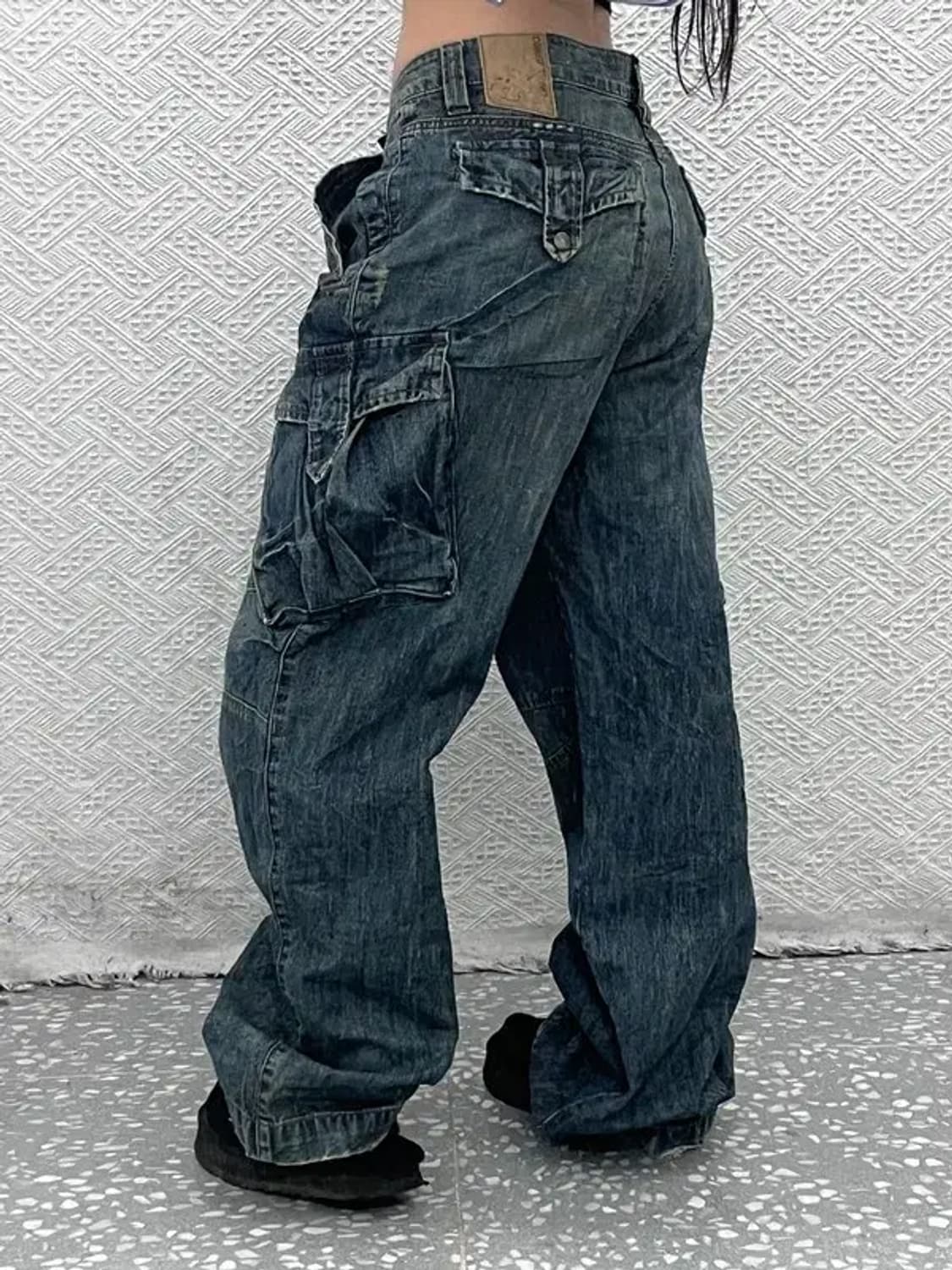 빈티지 워싱 트러커 카고 데님팬츠 36인치 C06953 상품이미지2