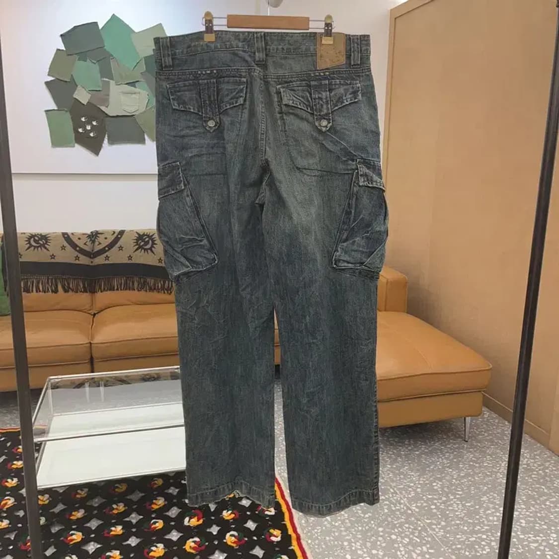 빈티지 워싱 트러커 카고 데님팬츠 36인치 C06953 상품이미지4