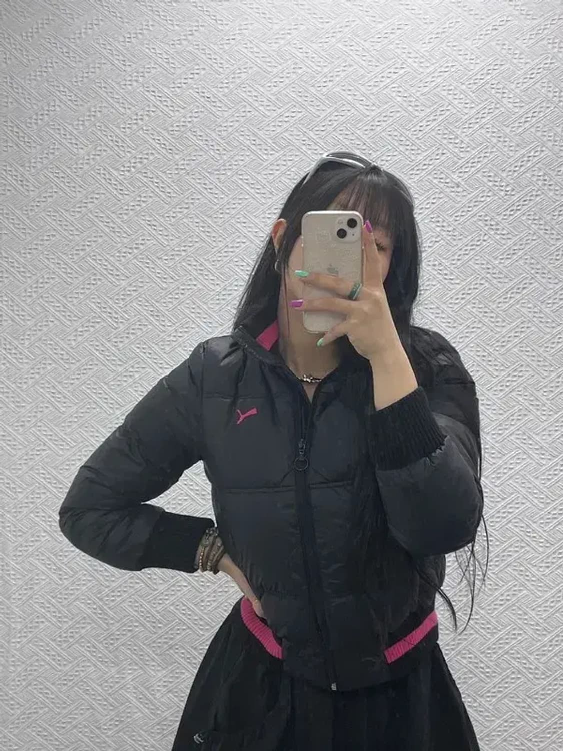 푸마 블랙핑크 오리털 덕다운 푸퍼 패딩 S C06975 상품이미지1