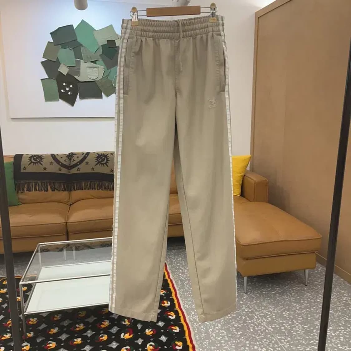 아디다스 레더 가죽 삼선 밴딩 바지 XS C06991 상품이미지3