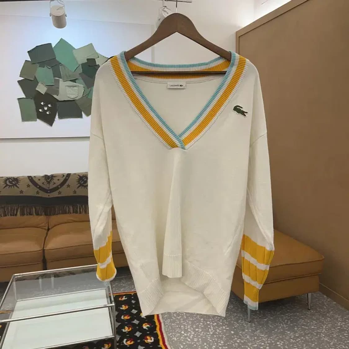 라코스테 레트로 컬러블록 브이넥 니트 S C07000 상품이미지3