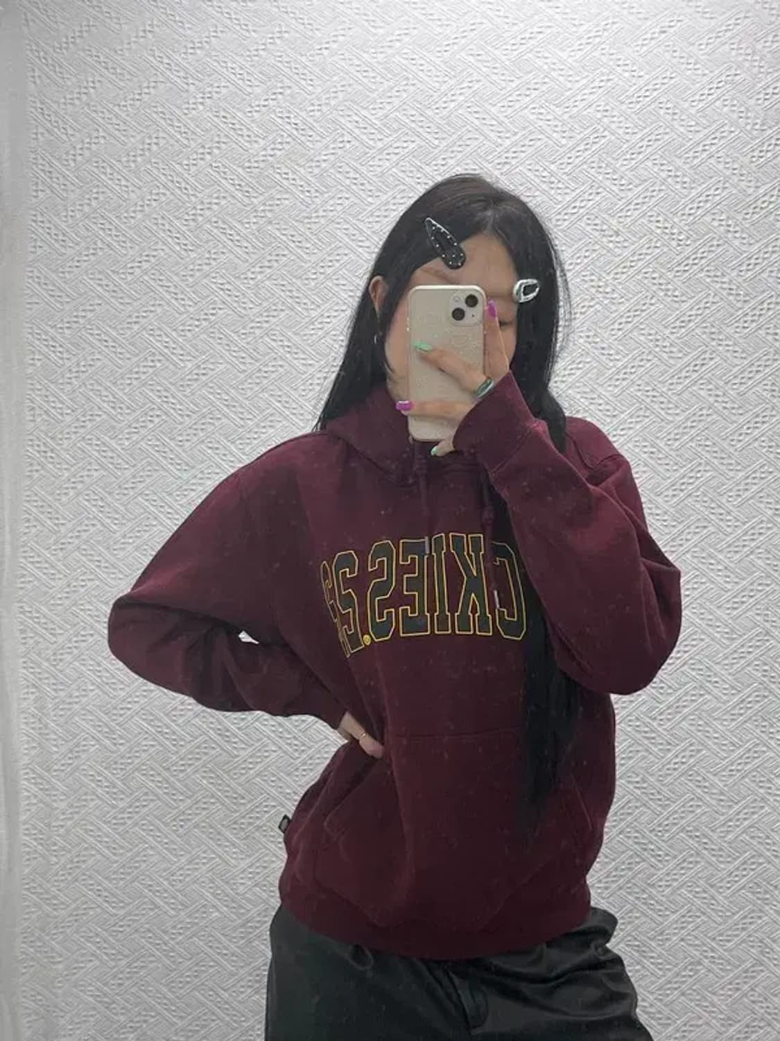 디키즈 올드스쿨 컨트리룩 버건디 후드티 M C07009 상품이미지1