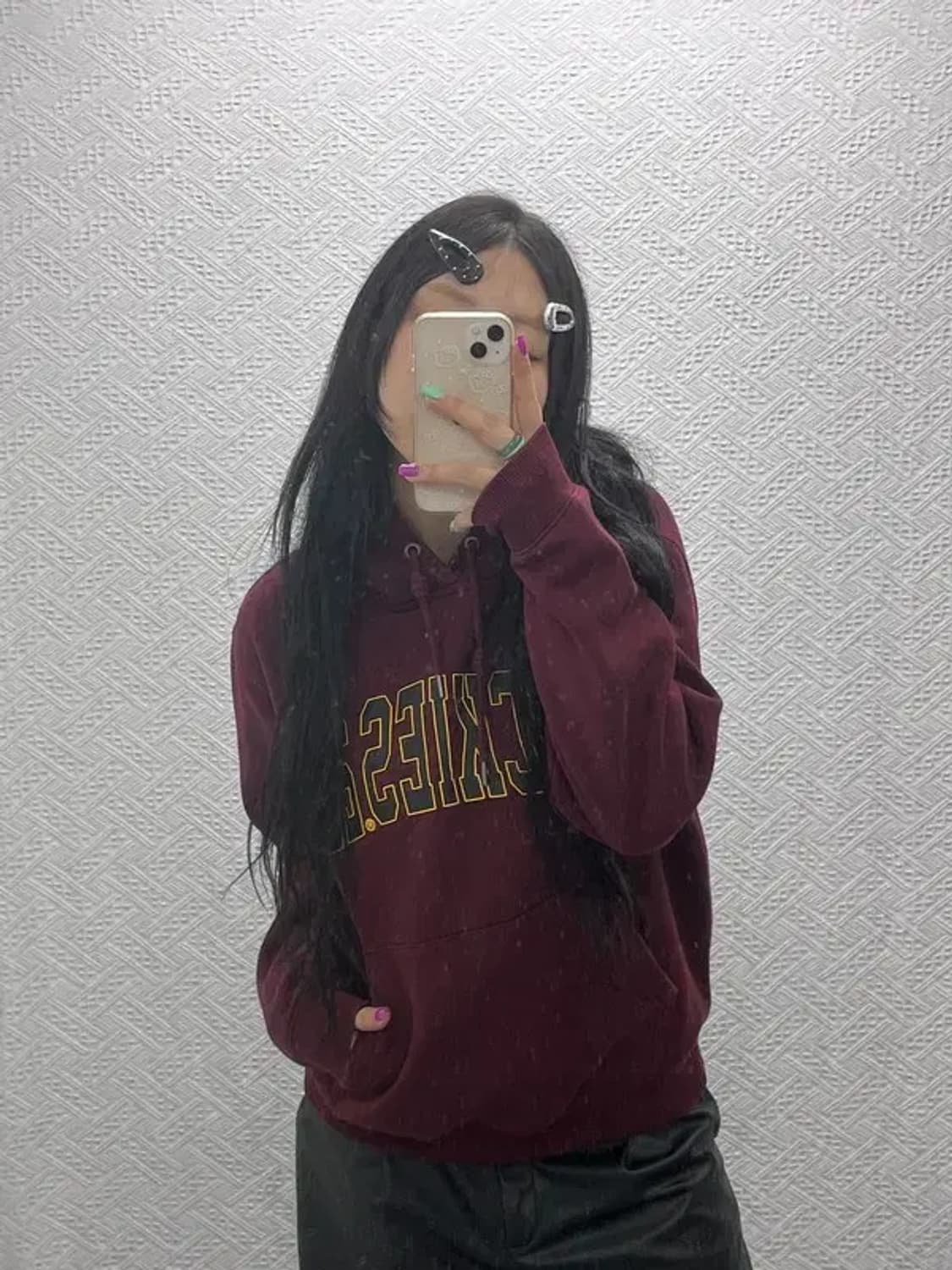 디키즈 올드스쿨 컨트리룩 버건디 후드티 M C07009 상품이미지2