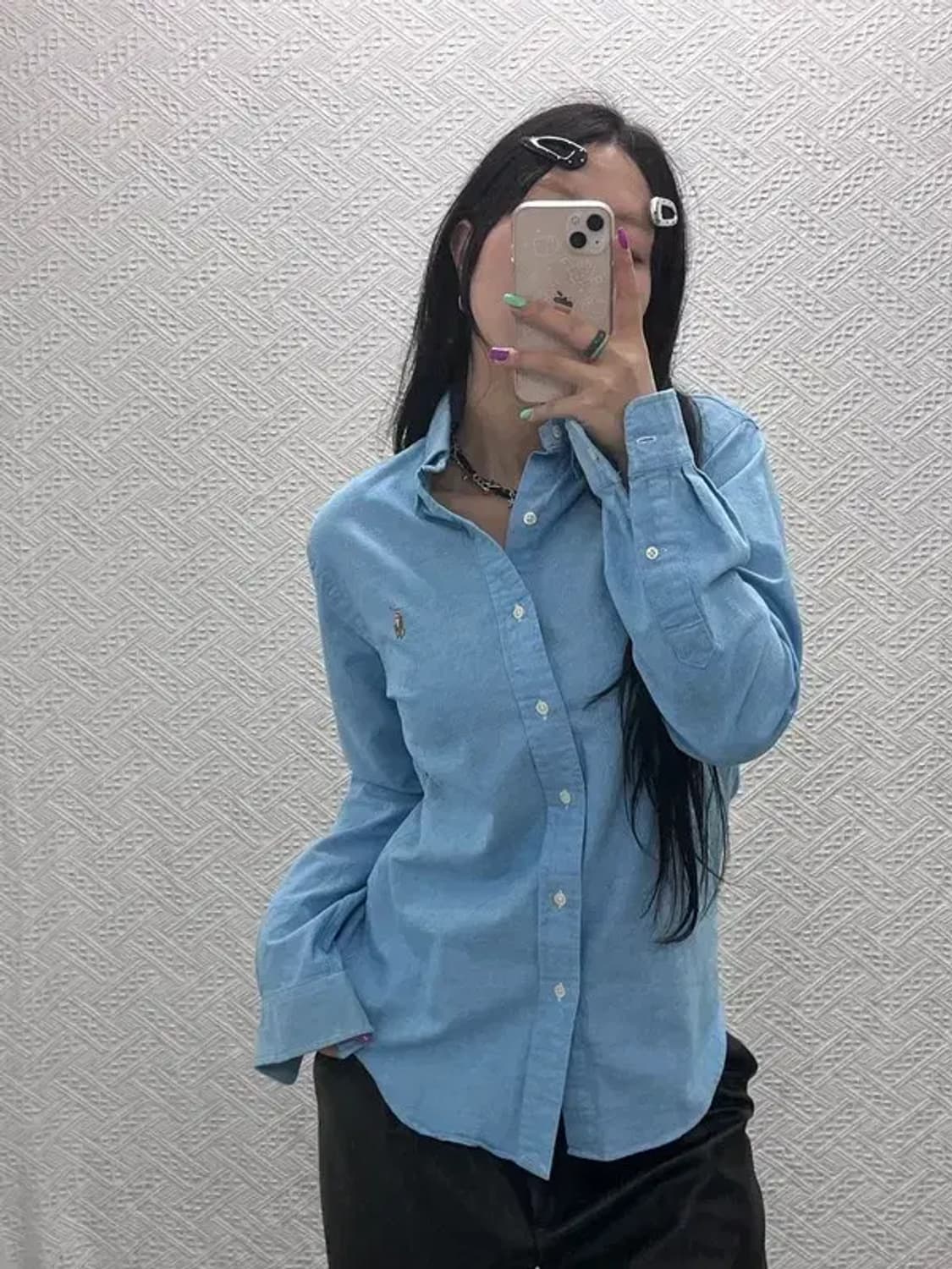 폴로 랄프로렌 멀티포니 옥스포드 파스텔 블루 셔츠 S C07025 상품이미지1